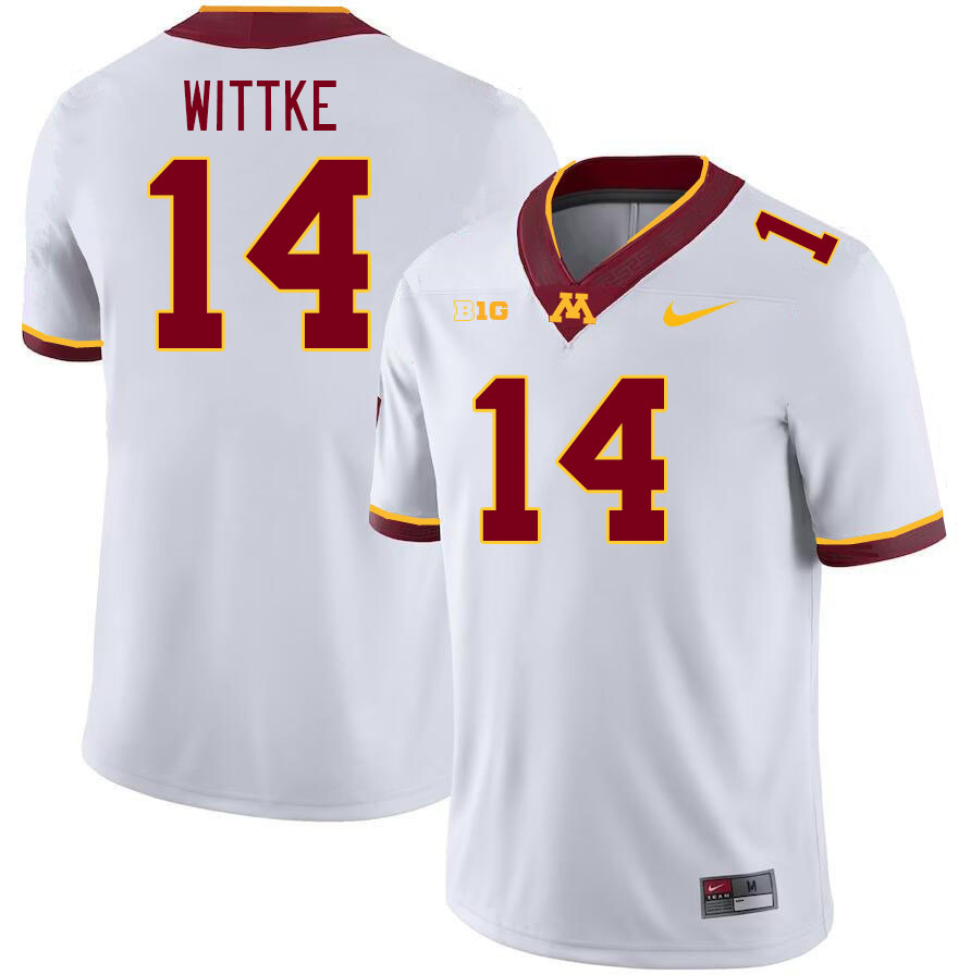 Men #14 Dylan Wittke Minnesota Golden Gophers College Football Jerseys Stitched-White